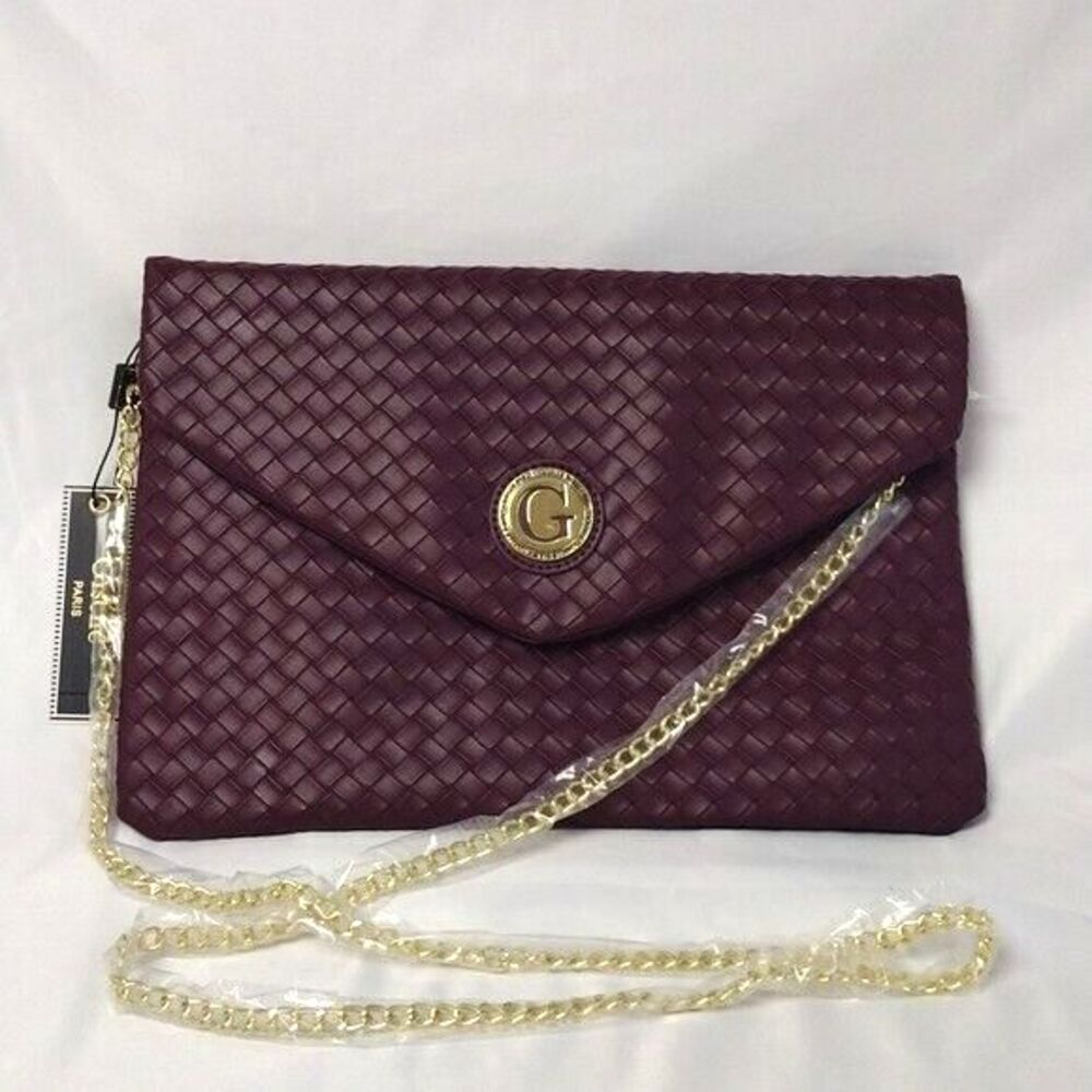 Giselle Paris Esme Woven Clutch - Plum NWT
